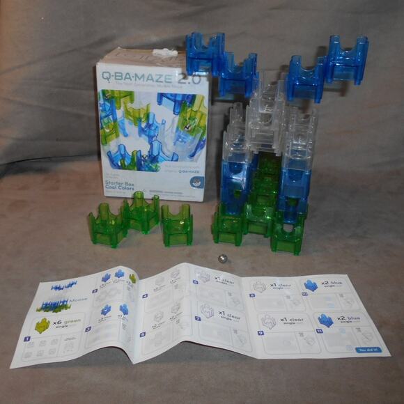 2011 Q-BA-Maze 2.0 Starter Box Cool Colors (Green/Blue) Mindware READ - Picture 3 of 10